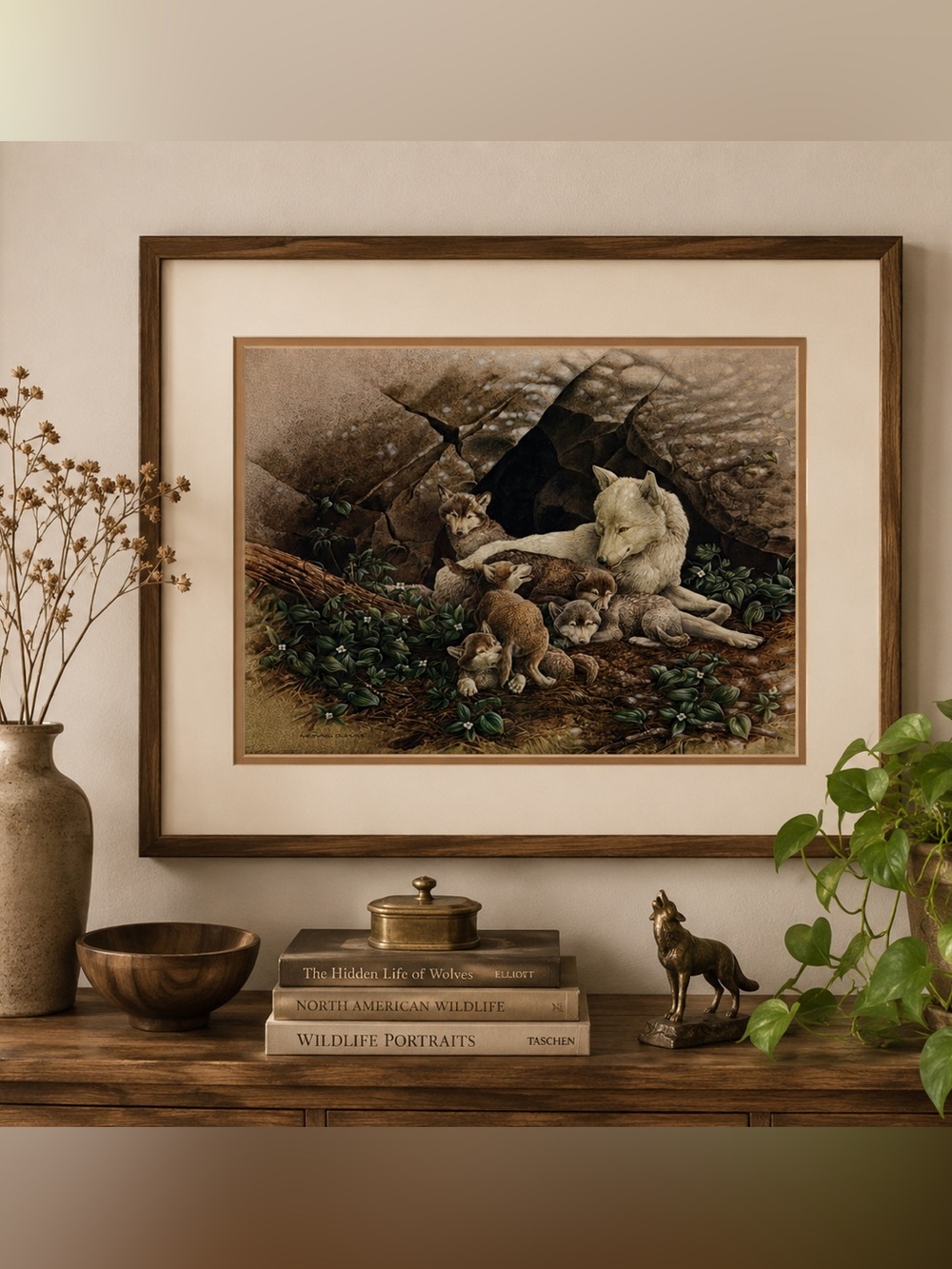 Vintage Wolves Art Print Michael Dumas Wolf Deep Woods Den Boho Cottagecore New